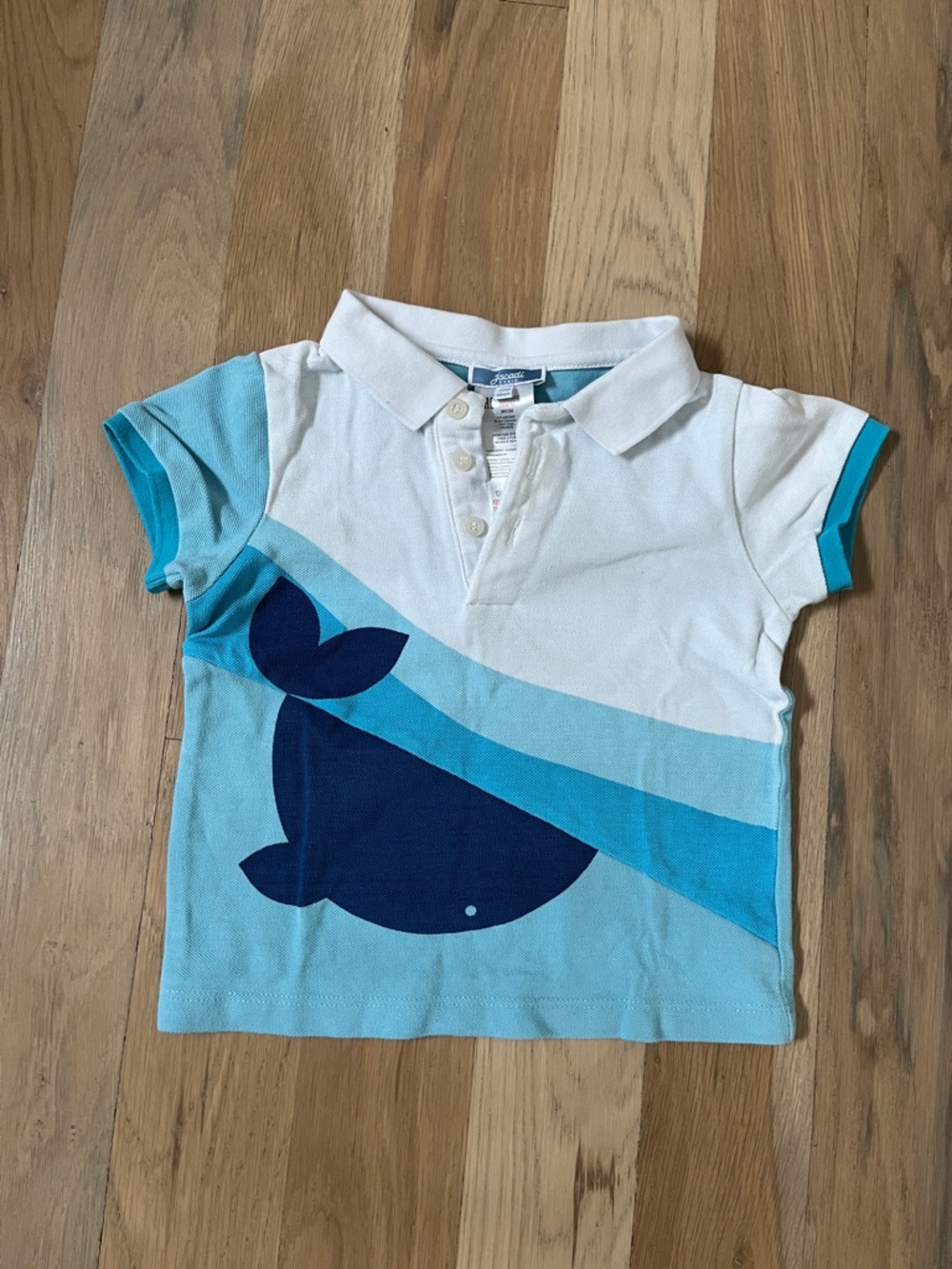 Jacadi Boys Children's Polo Shirt Whale  - Blue & White